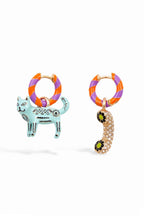 Jocat Hoop Earrings - Cat & Telephone