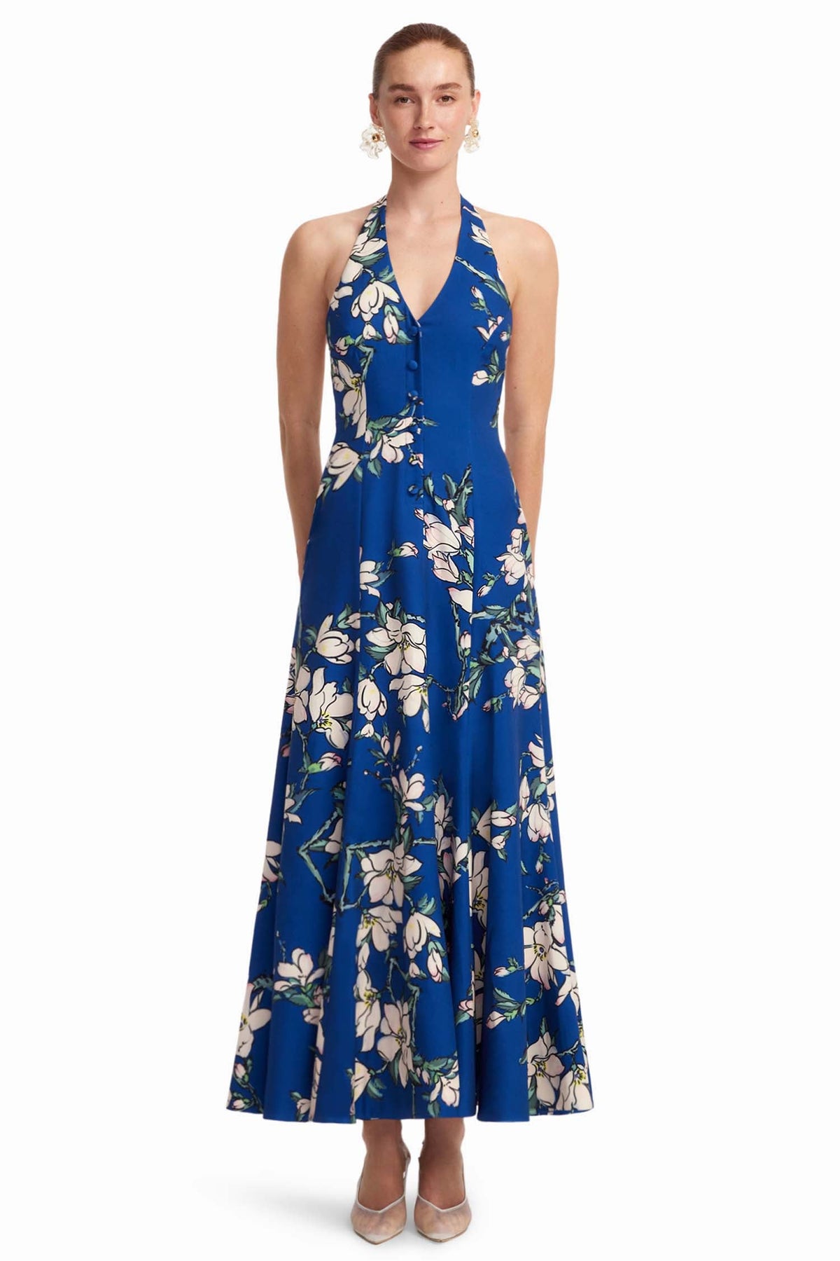 Juliette Halterneck Maxi Dress in Midnight Magnolia | FINAL SALE