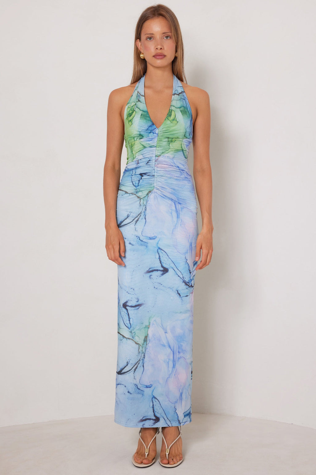 Kai Halter Mesh Dress in Ocean Marble