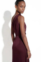 Katerina One-Shoulder Maxi Dress in Wine