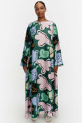 Kaunista Kukasta Kukkaan Silk Dress in Green/Pink