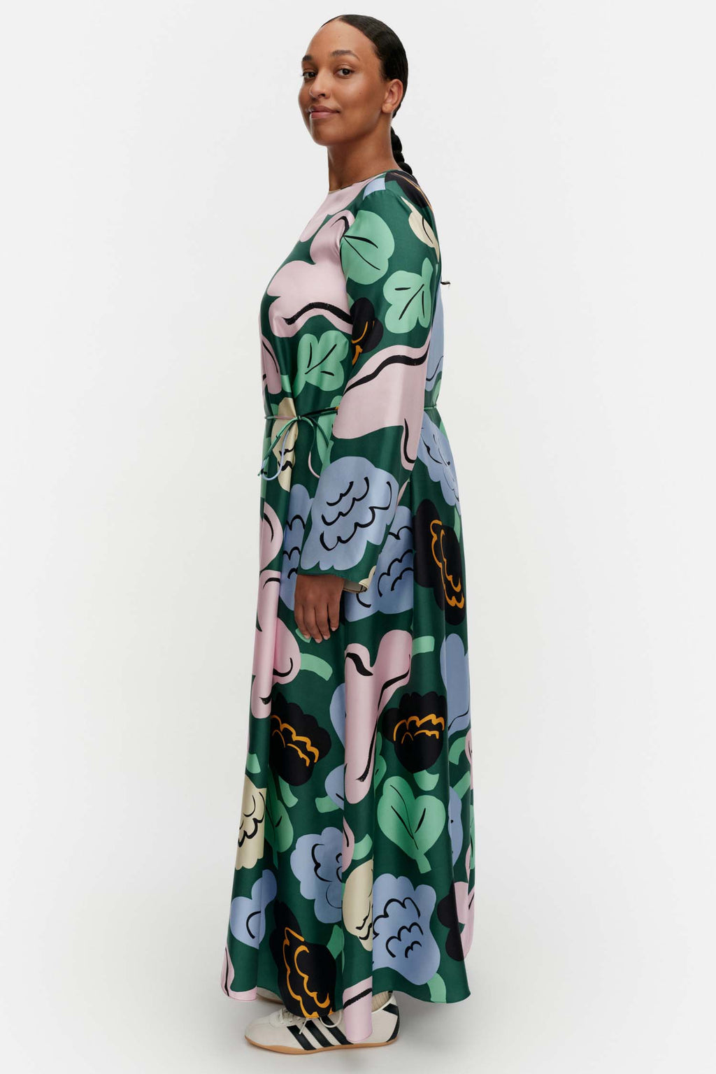Kaunista Kukasta Kukkaan Silk Dress in Green/Pink