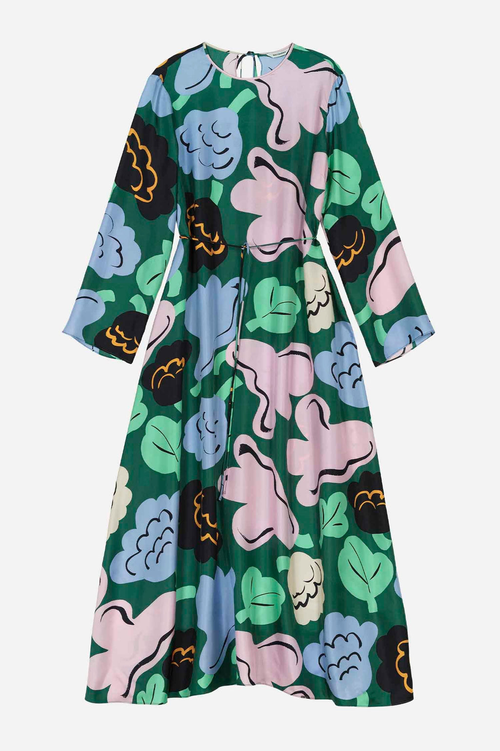 Kaunista Kukasta Kukkaan Silk Dress in Green/Pink