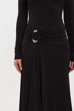 Kiana L/S Maxi Dress in Black