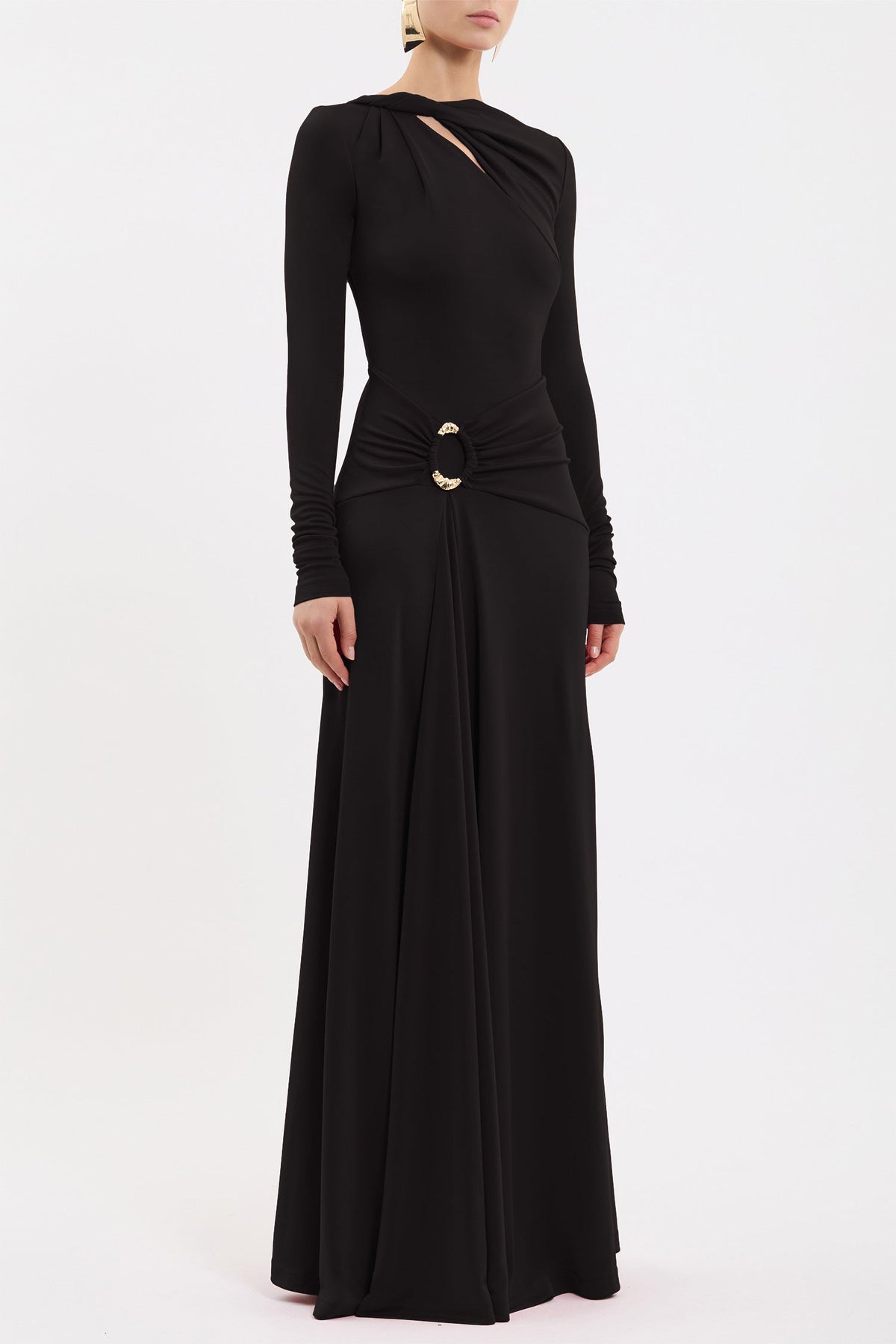 Kiana L/S Maxi Dress in Black