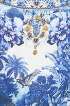 Kimono Sleeve Dress with Shirring Detail in The Porcelain Parlour