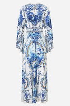 Kimono Sleeve Dress with Shirring Detail in The Porcelain Parlour