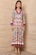 Kirby V Neck Caftan Dress in Pink