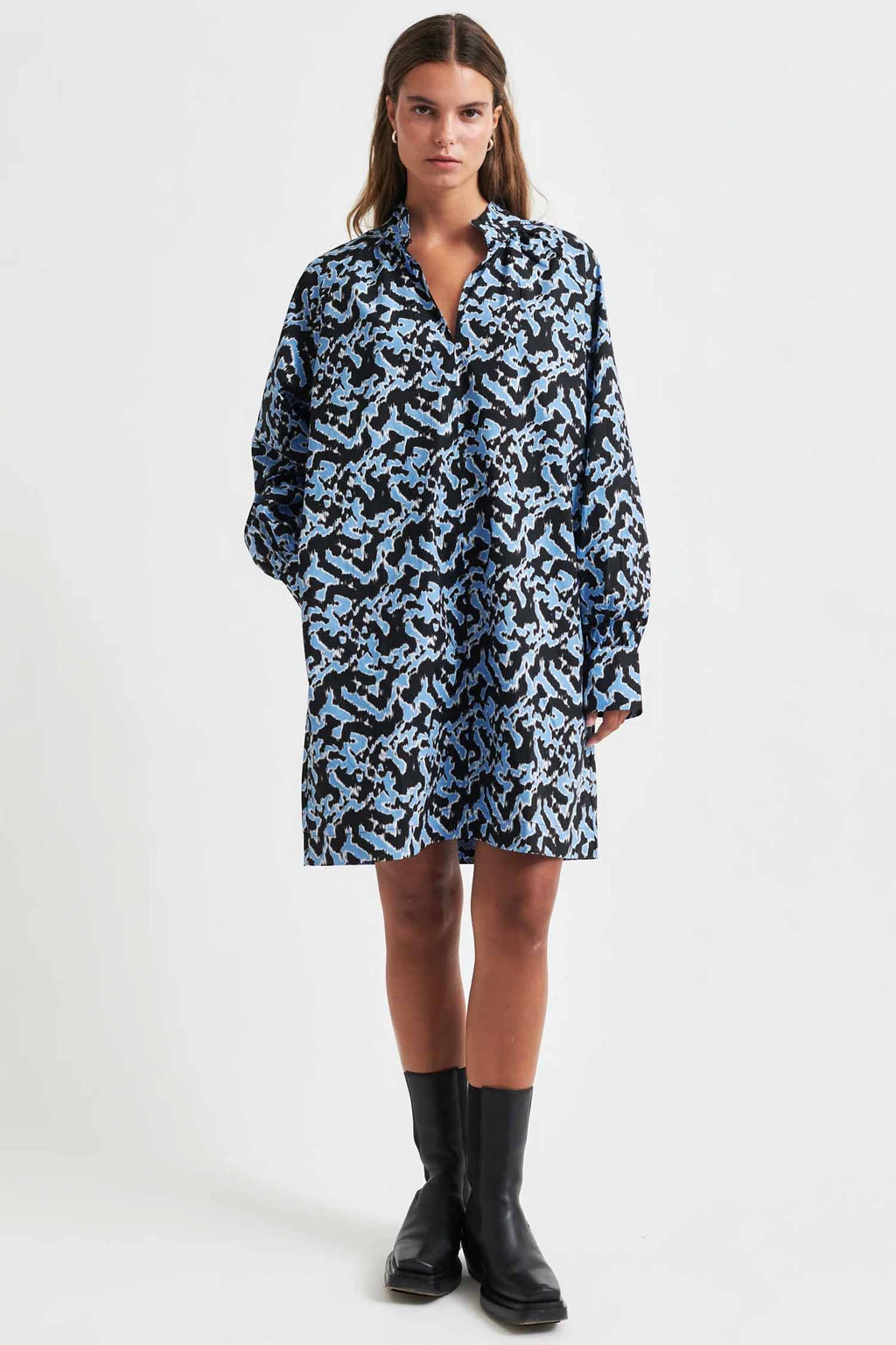 Klara Printed Dress in Marina | FINAL SALE