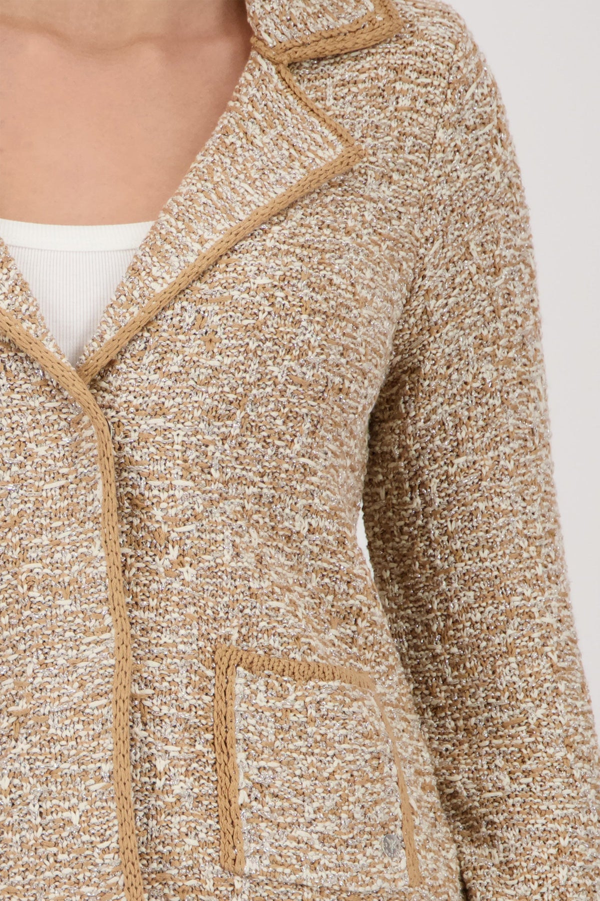 Knitted Collared Jacket in Biscotti