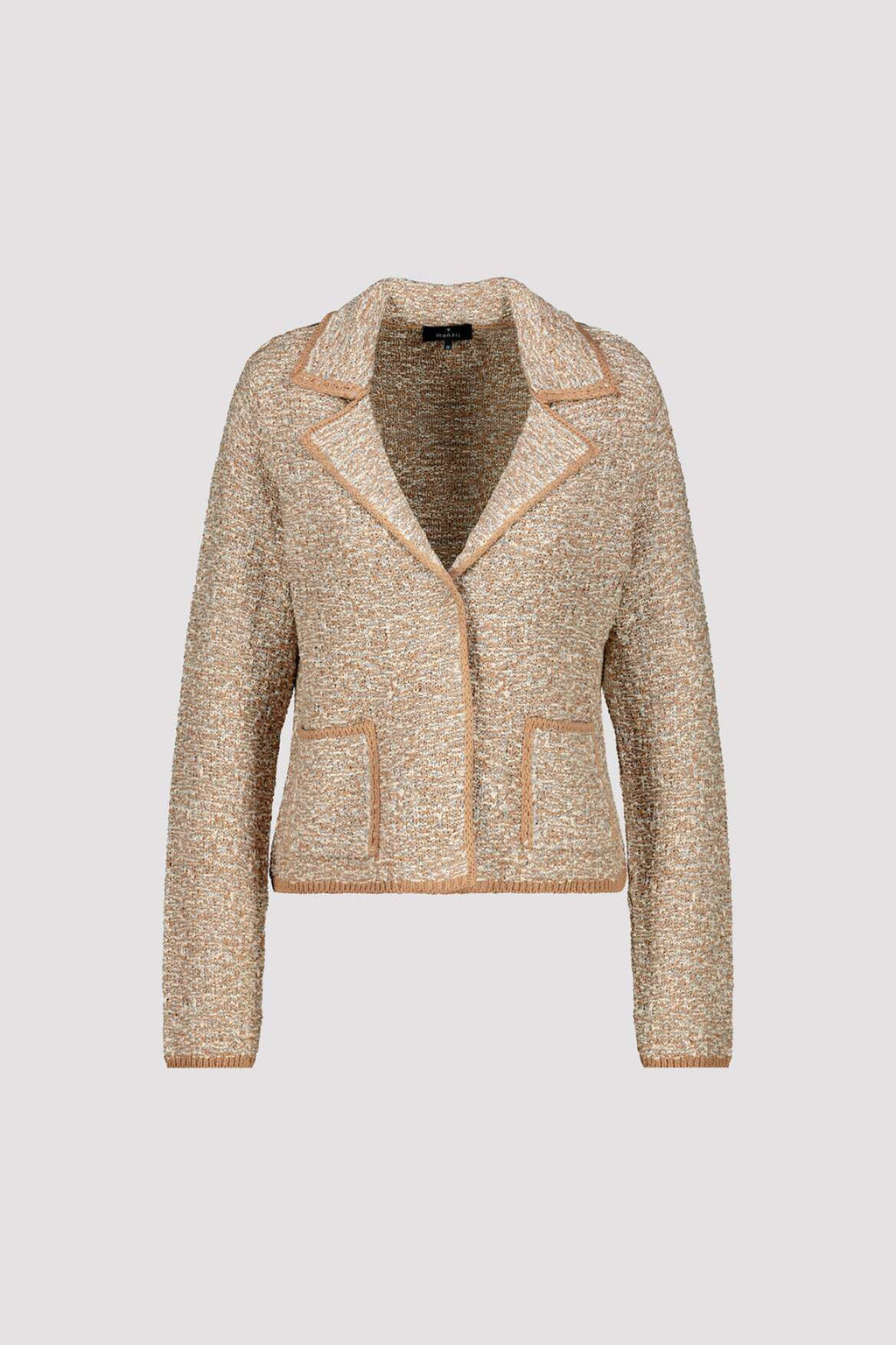 Knitted Collared Jacket in Biscotti