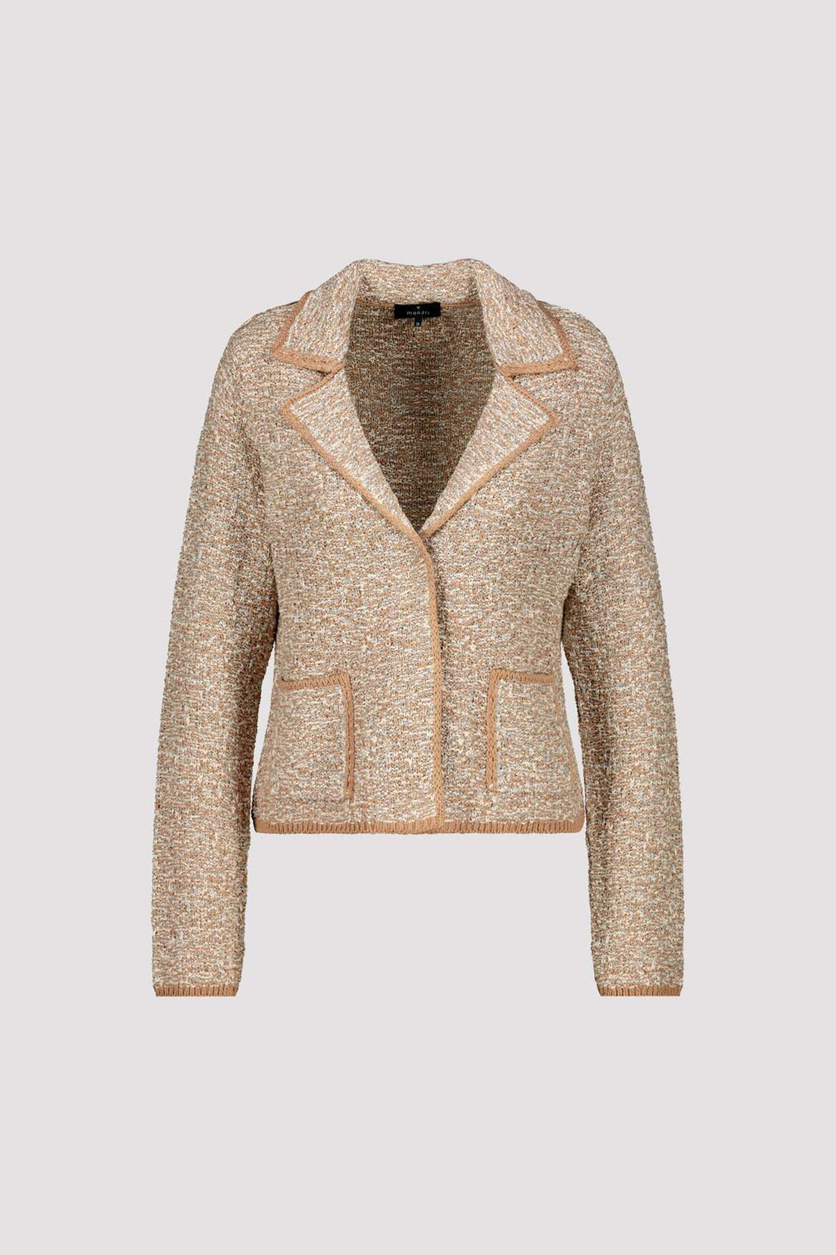 Knitted Collared Jacket in Biscotti