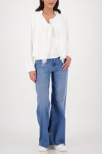Knitted Sequin Cardigan w Fringe in Off White
