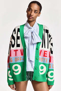 Kreezer Jacquard Knit Cardigan in Off White