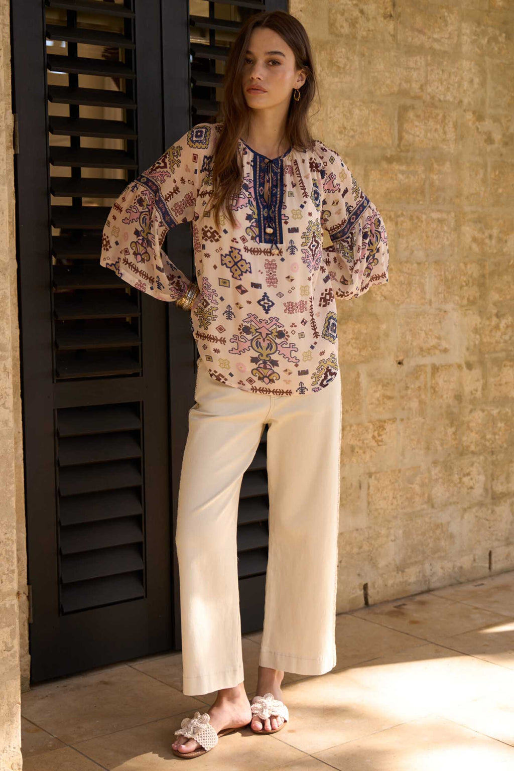 Lanka Blouse in Bone Multi