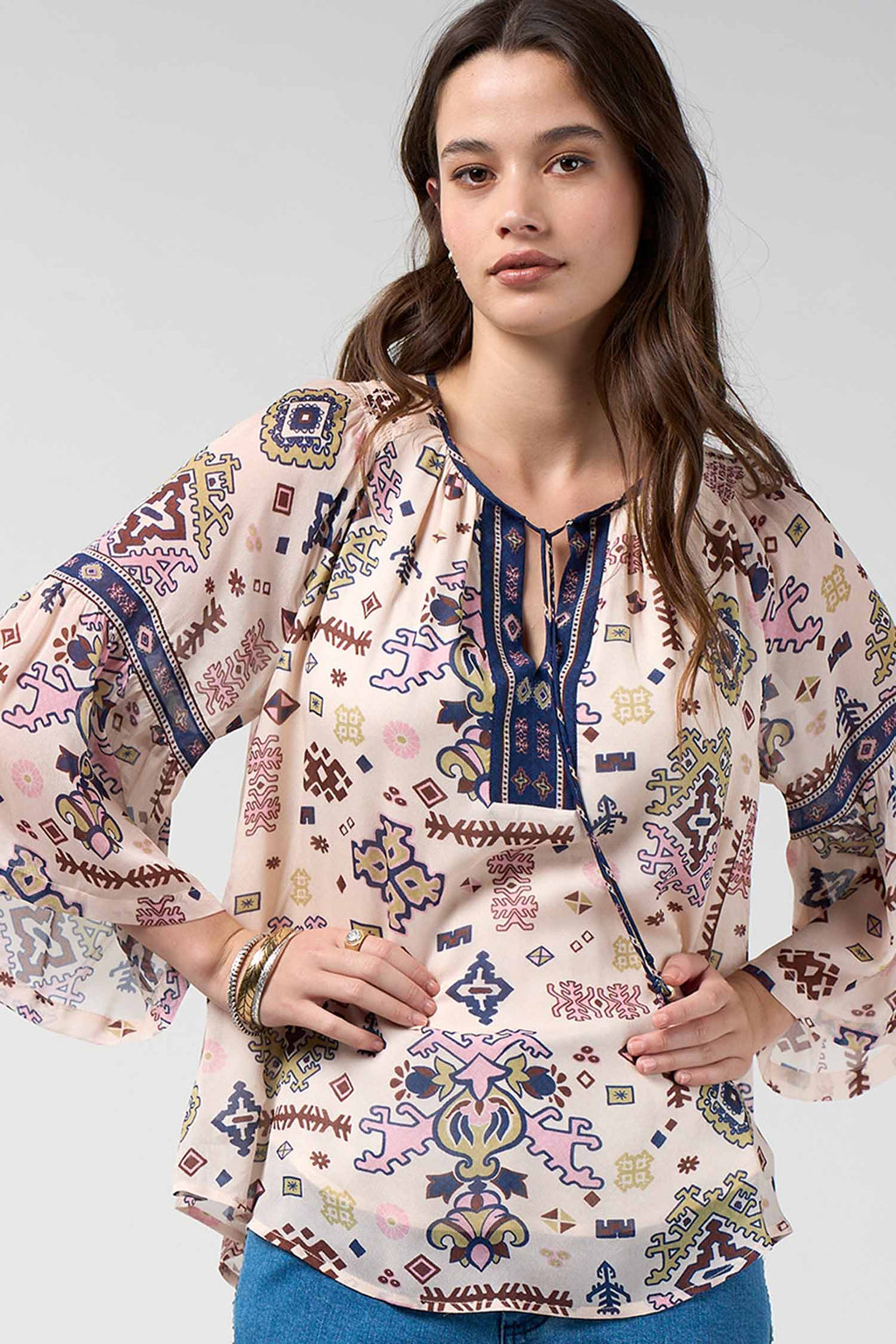 Lanka Blouse in Bone Multi