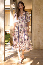 Lanka Midi Dress in Bone Multi