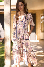 Lanka Midi Dress in Bone Multi