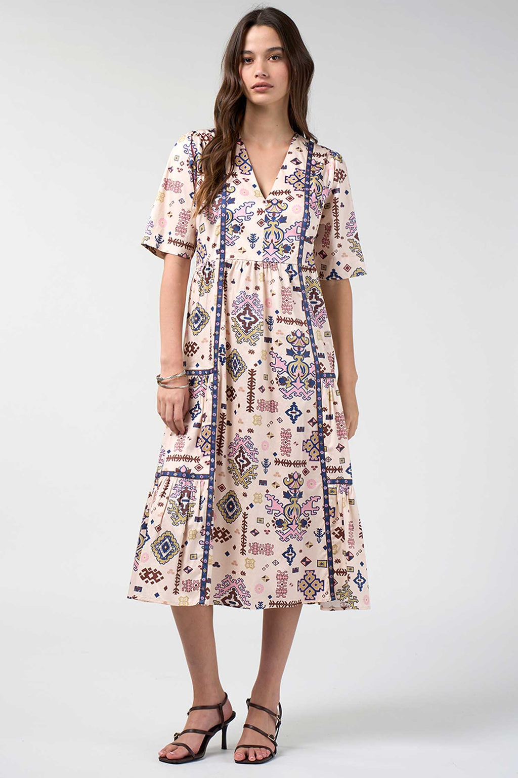 Lanka Midi Dress in Bone Multi