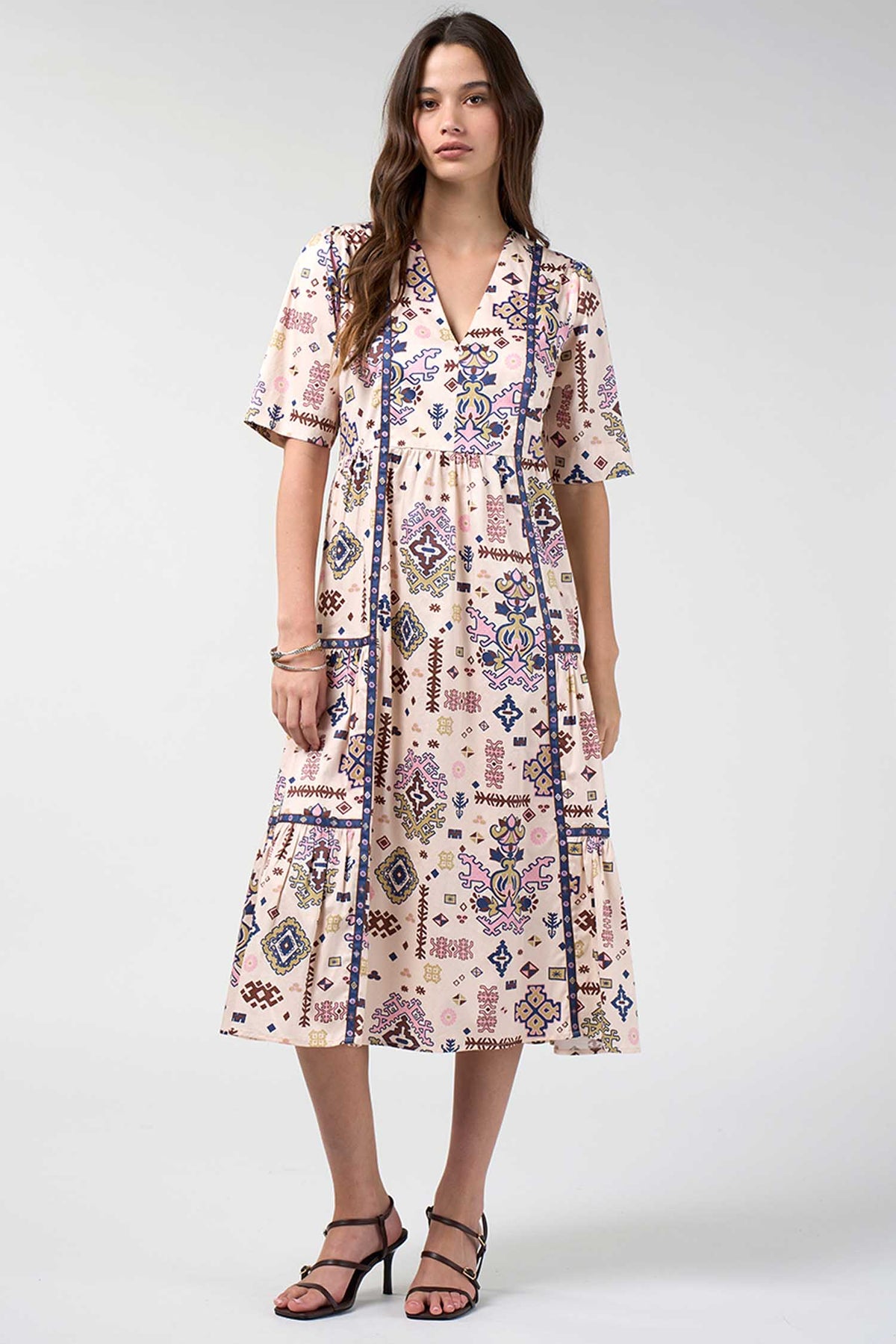 Lanka Midi Dress in Bone Multi