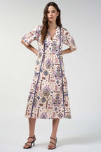 Lanka Midi Dress in Bone Multi