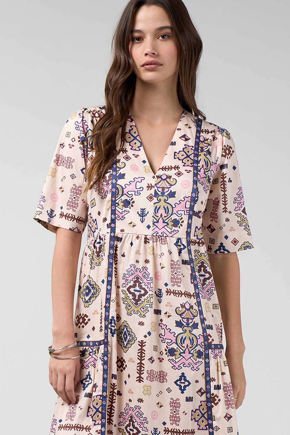 Lanka Midi Dress in Bone Multi