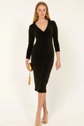 Lenora Midi Dress in Black Gold