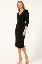 Lenora Midi Dress in Black Gold
