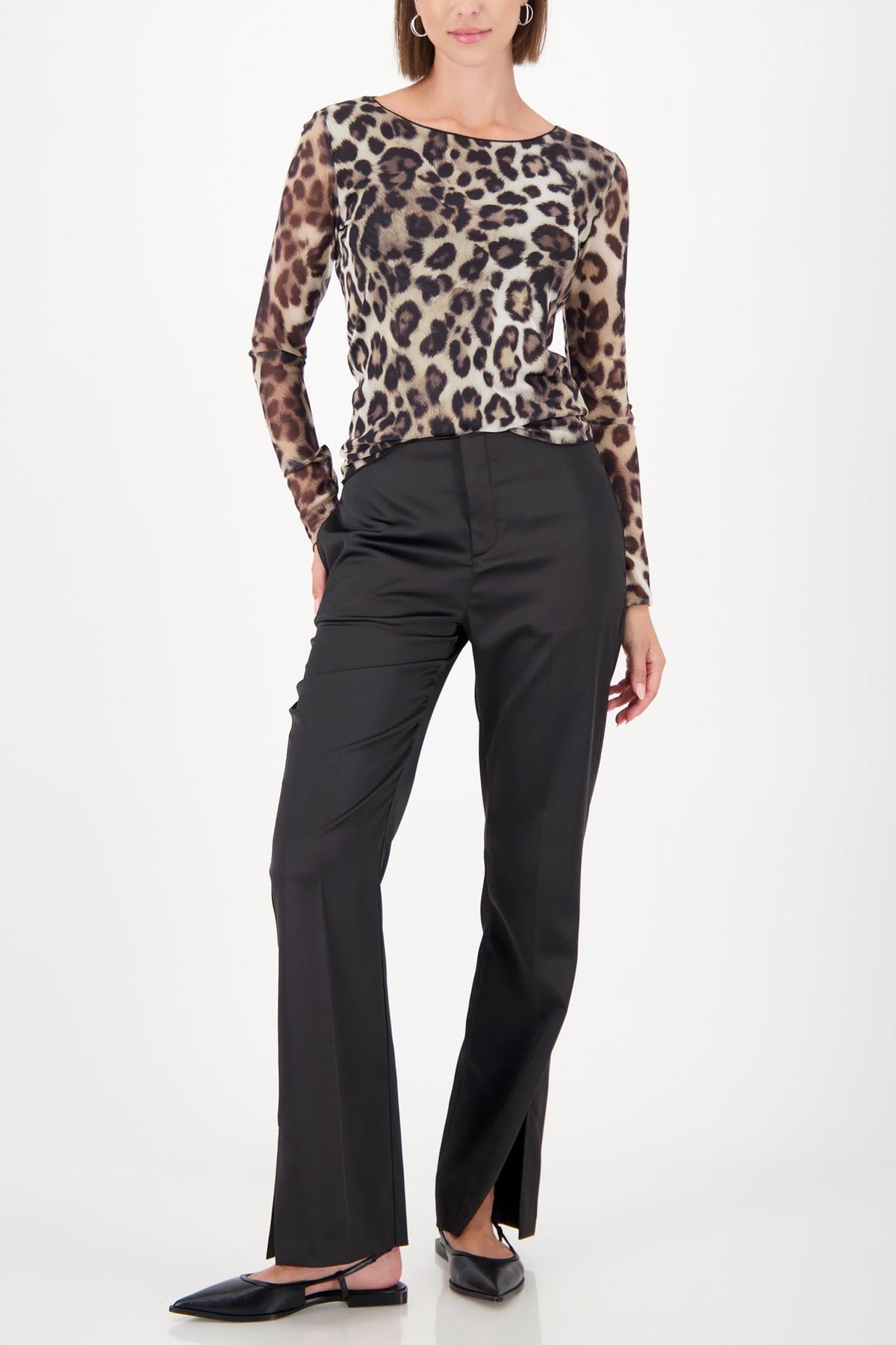 Leopard T-Shirt w A/O Mesh in Black Print