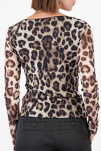 Leopard T-Shirt w A/O Mesh in Black Print