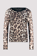 Leopard T-Shirt w A/O Mesh in Black Print