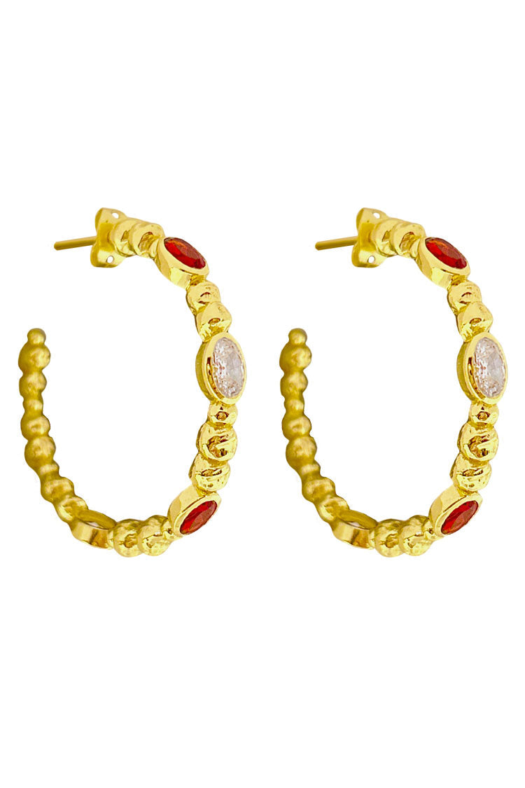 Lex Hoops w Red Glass