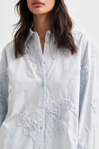 Liverno 3D Flower Shirt in Gray Dawn | FINAL SALE