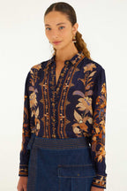 Liz Pajama Shirt in Navy Blue