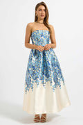 Lola Strapless Midi Dress in Bluebell Floral