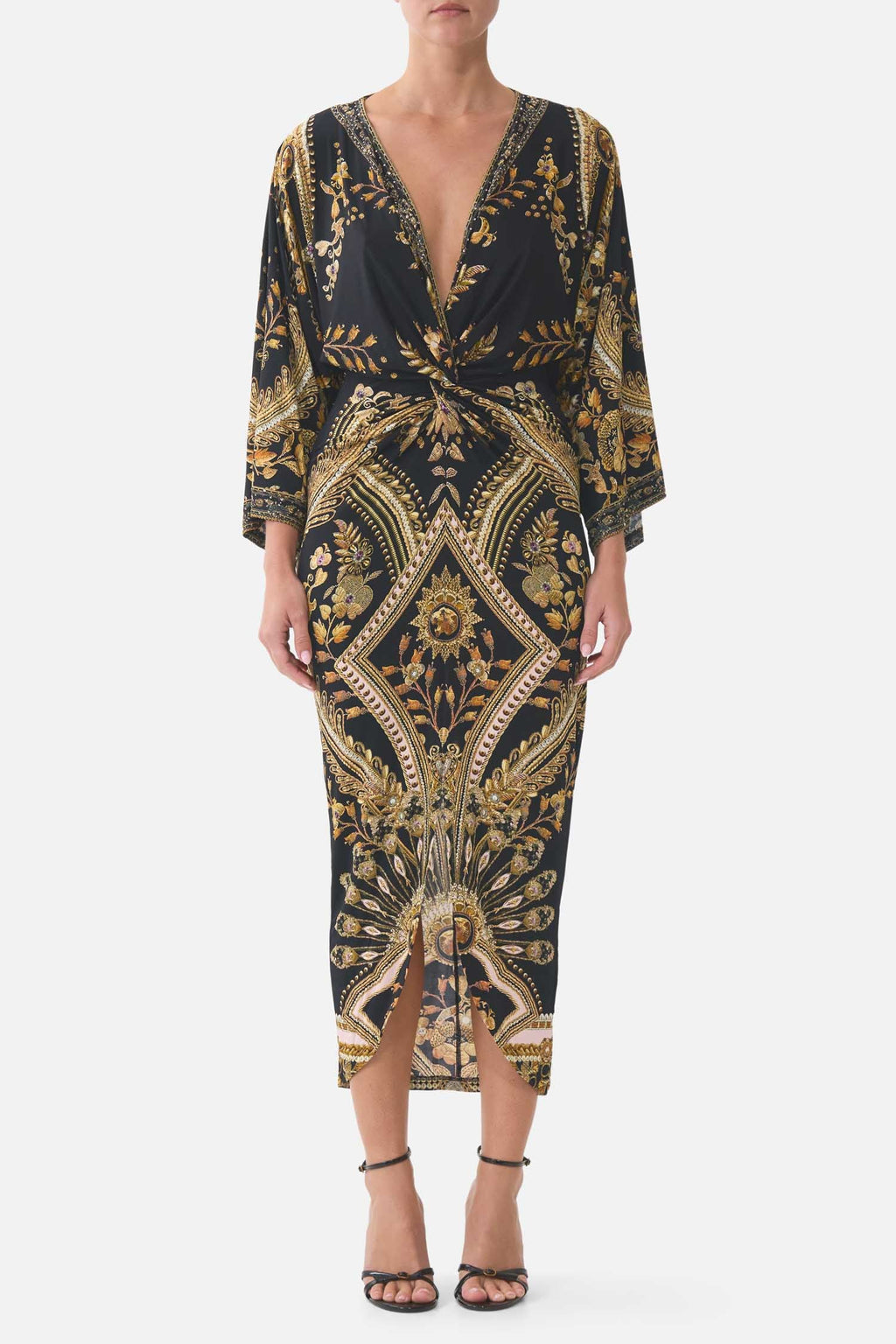 Long Split Front Twist Dress in Taurus Rising