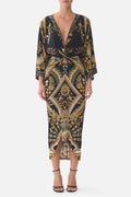Long Split Front Twist Dress in Taurus Rising