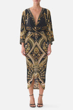 Long Split Front Twist Dress in Taurus Rising