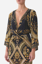 Long Split Front Twist Dress in Taurus Rising