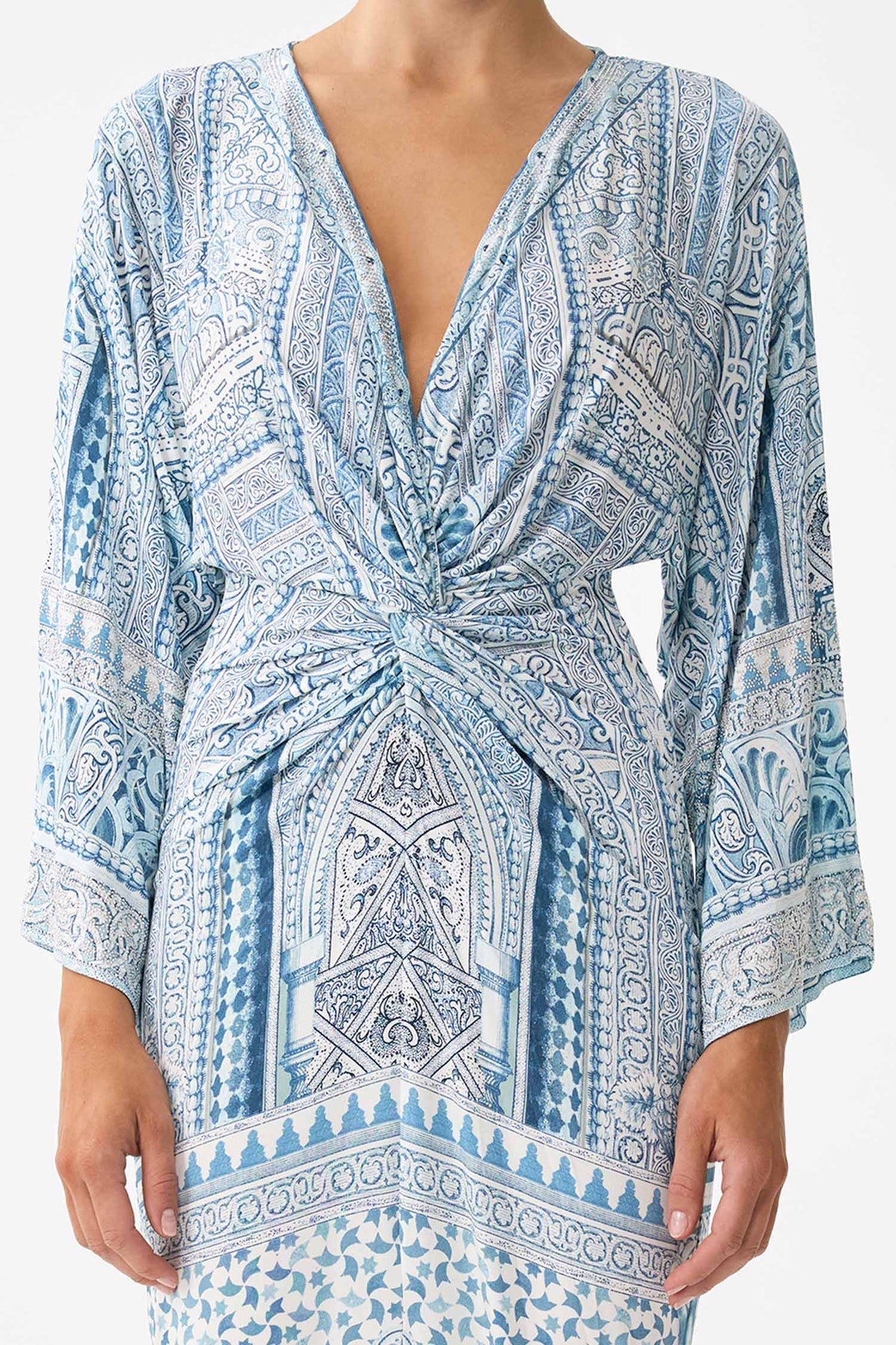 Long Split Front Twist Dress in The Hum of the Alhambra