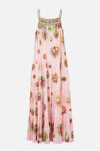 Long Tiered Dress with Bow Ties in Painted Prayers