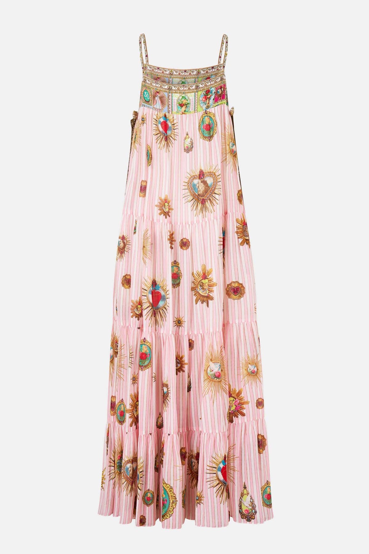 Long Tiered Dress with Bow Ties in Painted Prayers