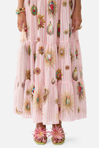 Long Tiered Dress with Bow Ties in Painted Prayers