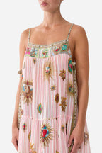 Long Tiered Dress with Bow Ties in Painted Prayers