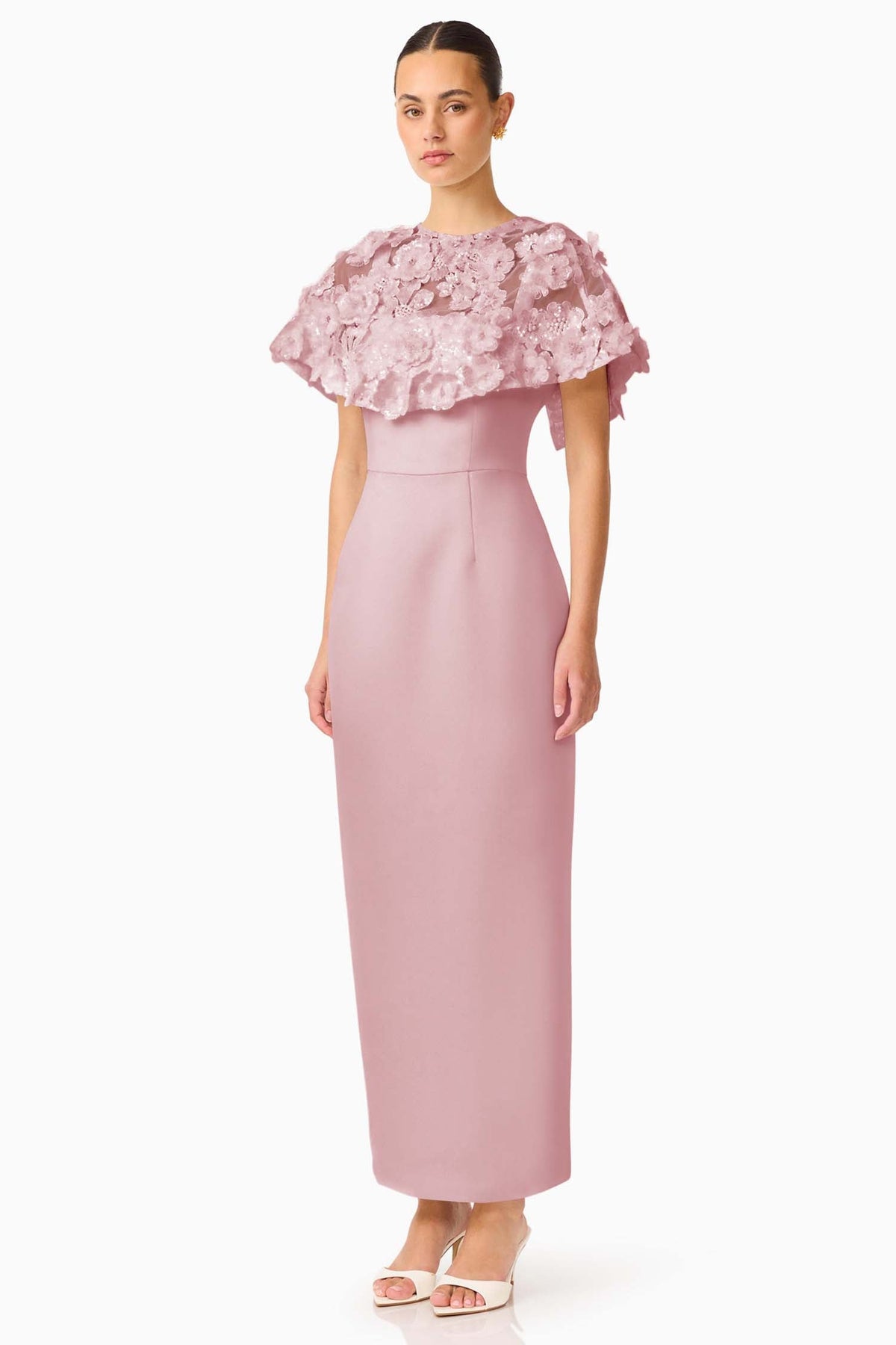 Lorina Cape Gown in Rose Pink