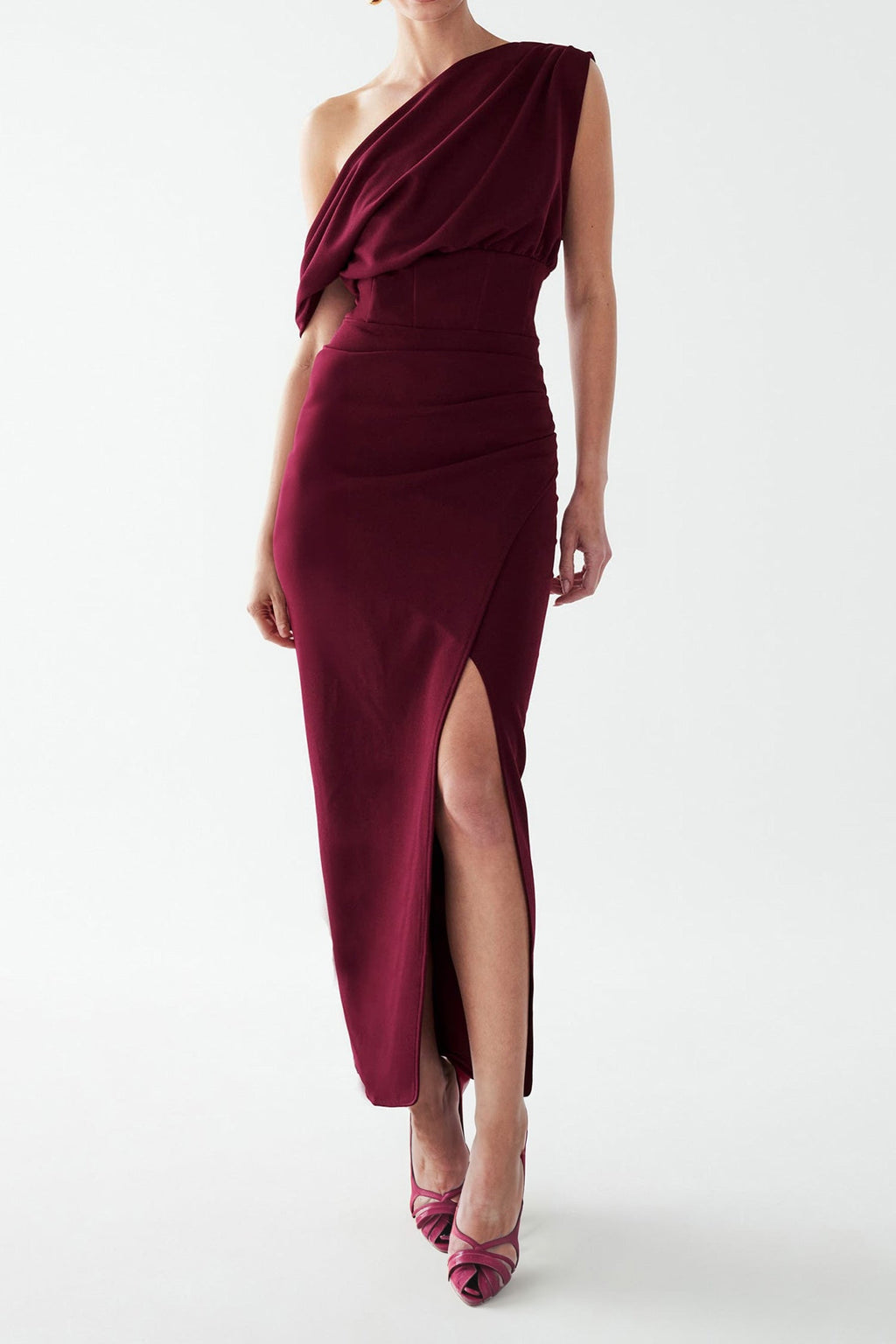 Lucy Ankle Dress in Wine