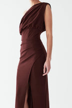 Lucy Ankle Dress in Maroon