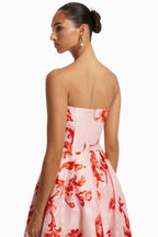 Lynn Jacquard Bustier Midi Dress in Magnolia Print