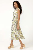 Macedonia Midi Dress in Lemon Cream Blue