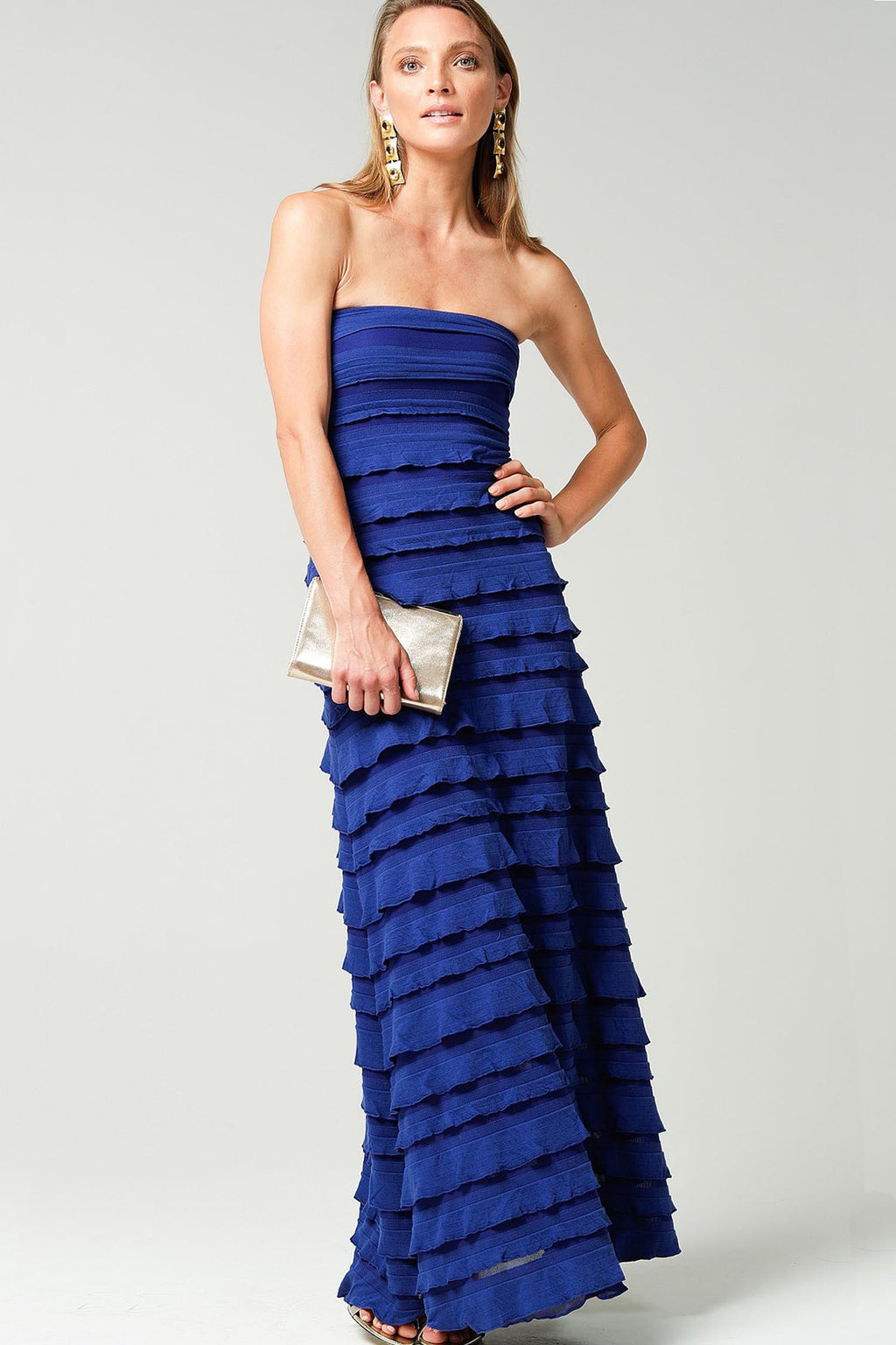Maddison Maxi Ruffle Dress in Sapphire